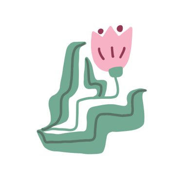 Renkli el çizimi çiçek. Vektör illüstrasyonu