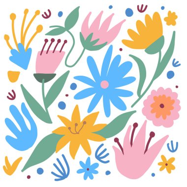 Renkli bir el çizimi çiçek aranjmanı. Vektör illüstrasyonu