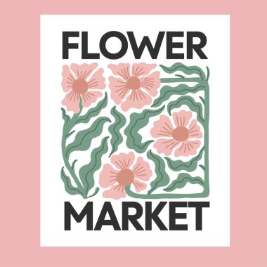 Renkli bir el yapımı piyasa tasarımı posteri. Vektör illüstrasyonu