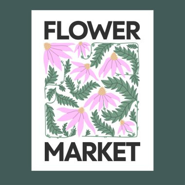 Renkli bir el yapımı piyasa tasarımı posteri. Vektör illüstrasyonu