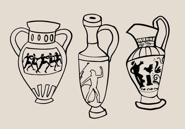 Siyah Hat Antik Yunan vazosu. Vektör illüstrasyonu