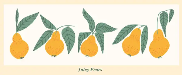 Renkli moda el yapımı karalama armut klipsli sanat. Vektör illüstrasyonu.