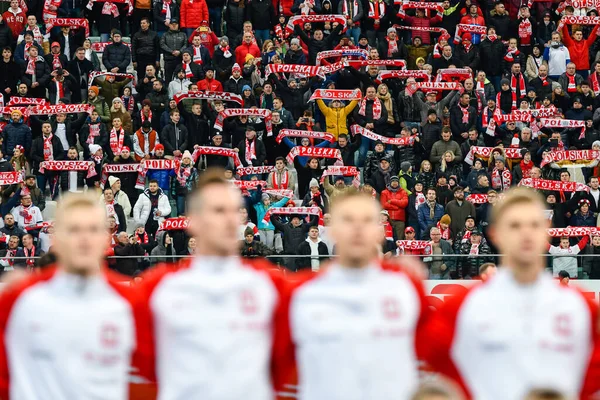 Warszawa Polska Listopad 2022 Mecz Piłki Nożnej Polska Chile Fani — Zdjęcie stockowe