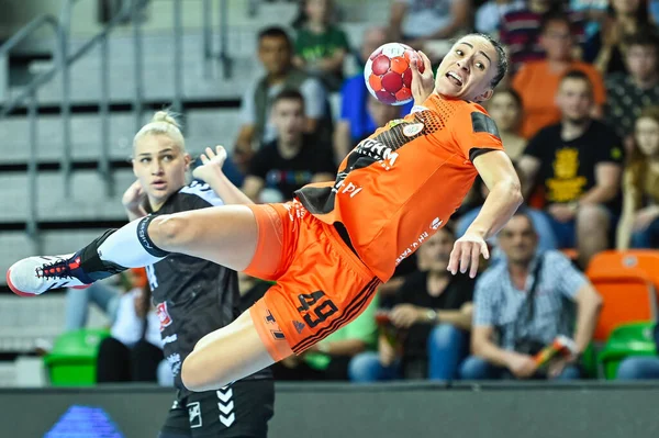 LUBIN, POLAND - MAY 7, 2022: Handball PGNiG Superleague Women match MKS Zaglebie Lubin -  MKS FunFloor Perla Lublin. In action Patricia Machado-Matieli.