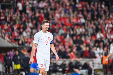 PRAG, CZECHIA - 24 Mart 2023 UEFA Euro 2024 elemeleri. Maç Çek Cumhuriyeti - Polonya 3: 1. Görüntü: Robert Lewandowski.