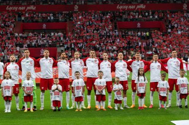 WARsaw, POLAND - 16 Haziran 2023 Polonya-Almanya maçı 1: 0. Polonya 'nın grup fotoğrafı ekibi.