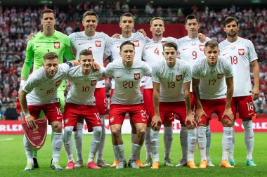 WARsaw, POLAND - 16 Haziran 2023 Polonya-Almanya maçı 1: 0. Polonya 'nın grup fotoğrafı ekibi.