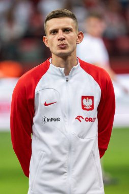 WARsaw, POLAND - 16 Haziran 2023 Polonya-Almanya maçı 1: 0. Resimdeki Sebastian Szymanski.