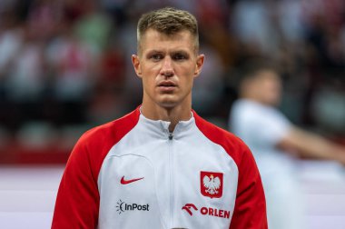 WARsaw, POLAND - 16 Haziran 2023 Polonya-Almanya maçı 1: 0. Resimdeki Damian Szymanski.