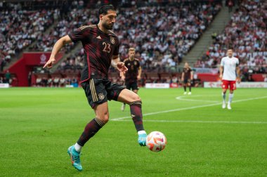 WARsaw, POLAND - 16 Haziran 2023 Polonya-Almanya maçı 1: 0. Eylemde Emre Can.