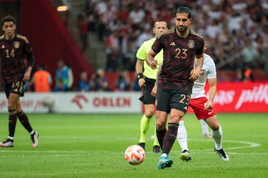 WARsaw, POLAND - 16 Haziran 2023 Polonya-Almanya maçı 1: 0. Eylemde Emre Can.