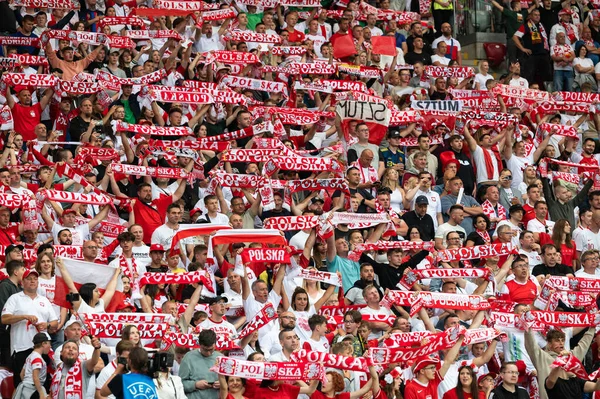 Warsaw Poland June 2023 Friendly Football Match Poland Germany Cheering — Stock Photo, Image