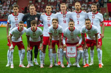 WARsaw, POLAND - 7 Haziran 2024 Polonya - Ukrayna 3: 1. Polonya Takımı.