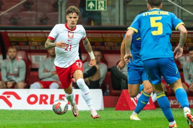 WARsaw, POLAND - 7 Haziran 2024 Polonya - Ukrayna 3: 1. Aslında Nicola Zalewski.