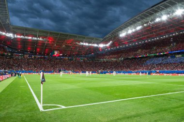 LEIPZIG, GERMANY - 18 Haziran 2024: Euro 2024 Groupe F maçı Portekiz - Çek 2: 1. Stadyum RB Arena 'da hava manzarası.