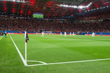 LEIPZIG, GERMANY - 18 Haziran 2024: Euro 2024 Groupe F maçı Portekiz - Çek 2: 1. Stadyum RB Arena 'da hava manzarası.