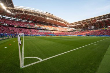 LEIPZIG, GERMANY - 18 Haziran 2024: Euro 2024 Groupe F maçı Portekiz - Çek 2: 1. Stadyum RB Arena 'da hava manzarası.