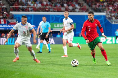 LEIPZIG, GERMANY - 18 Haziran 2024: Euro 2024 Groupe F maçı Portekiz - Çek 2: 1. Aslında Cristiano Ronaldo.