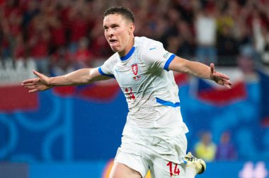 LEIPZIG, GERMANY - 18 Haziran 2024: Euro 2024 Groupe F maçı Portekiz - Çek 2: 1. Lukas gol attıktan sonra sevinç yarattı.