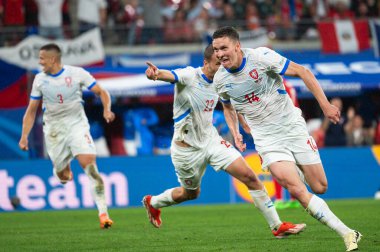 LEIPZIG, GERMANY - 18 Haziran 2024: Euro 2024 Groupe F maçı Portekiz - Çek 2: 1. Lukas gol attıktan sonra sevinç yarattı.