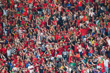 LEIPZIG, GERMANY - 18 Haziran 2024: Euro 2024 Groupe F maçı Portekiz - Çek 2: 1. Portekiz destekçileri.