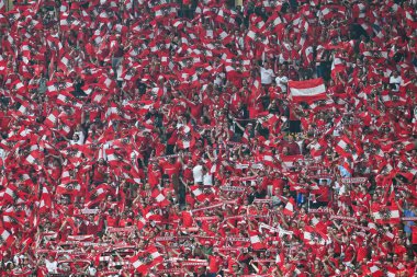 BERLİN, GERMANY - 21 Haziran 2024: Euro 2024 Grup D maçı Polonya - Avusturya 1: 3. Avusturya 'nın destekçileri.