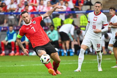 BERLİN, GERMANY - 21 Haziran 2024: Euro 2024 Grup D maçı Polonya - Avusturya 1: 3. Görev başında Marko Arnautoviç 