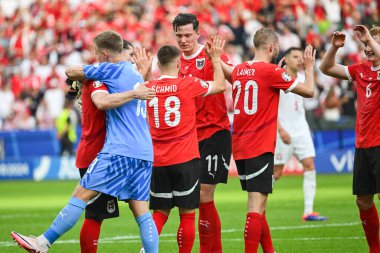 BERLİN, GERMANY - 21 Haziran 2024: Euro 2024 Grup D maçı Polonya - Avusturya 1: 3. Avusturya takımı maçı kazandıktan sonra sevindi.