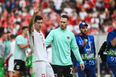 BERLİN, GERMANY - 21 Haziran 2024: Euro 2024 Grup D maçı Polonya - Avusturya 1: 3. Robert Lewandowski maçtan sonra.