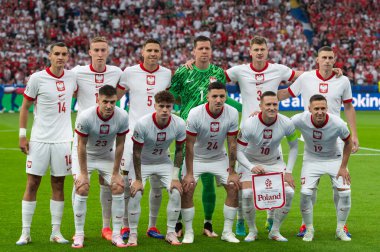 BERLİN, GERMANY - 21 Haziran 2024: Euro 2024 Grup D maçı Polonya - Avusturya 1: 3. Maçtan önce Polonya takımı.