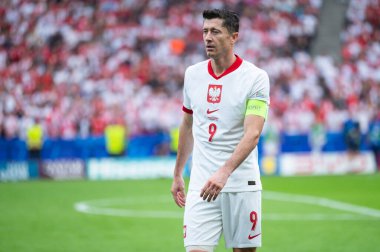 BERLİN, GERMANY - 21 Haziran 2024: Euro 2024 Grup D maçı Polonya - Avusturya 1: 3. Robert Lewandowski