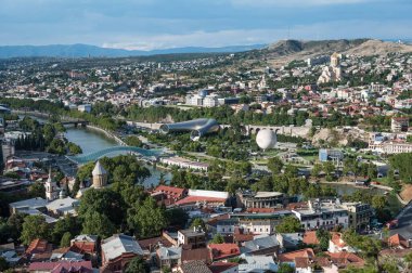 TBILISI, GEORGIA - AUGUST 19, 2023:  Aerial view at the city center clipart