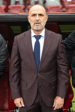 WARsaw, POLAND - 21 Mart 2025 FIFA Dünya Şampiyonası elemeleri 2026. Polonya - Litvanya 1: 0. Michal Probierz Polonya teknik direktörü.