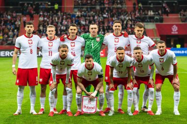 WARsaw, POLAND - 21 Mart 2025 FIFA Dünya Şampiyonası elemeleri 2026. Polonya - Litvanya 1: 0. Polonya Takımı.