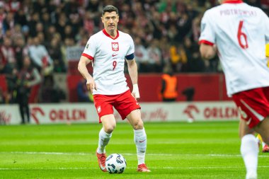 WARsaw, POLAND - 21 Mart 2025 FIFA Dünya Şampiyonası elemeleri 2026. Polonya - Litvanya 1: 0. Aslında Robert Lewandowski.