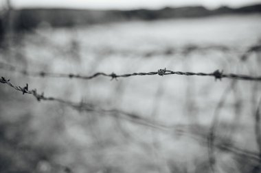 Nazi toplama kampını çevreleyen dikenli teller.