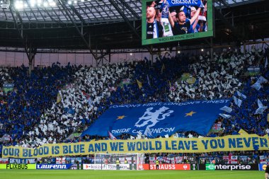 WROCLAW, POLAND - 28 Mayıs 2025: UEFA Konferans Ligi Final Maçı Real Betis - Chelsea 1: 4. Betis 'i destekleyenler.