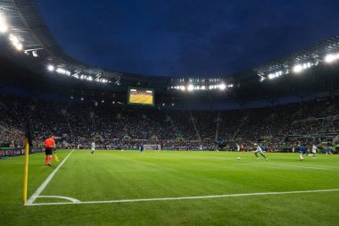 WROCLAW, POLAND - 28 Mayıs 2025: UEFA Konferans Ligi Final Maçı Real Betis - Chelsea 1: 4. Stadyumdaki hava manzarası.