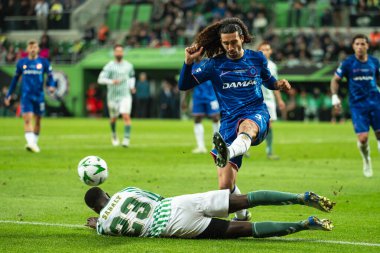 WROCLAW, POLAND - 28 Mayıs 2025 UEFA Konferans Ligi Final Maçı Real Betis - Chelsea. Aslında Marc Cucurella.