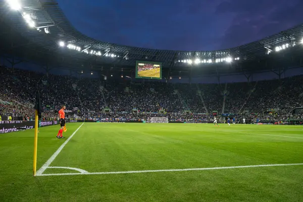 WROCLAW, POLAND - 28 Mayıs 2025: UEFA Konferans Ligi Final Maçı Real Betis - Chelsea 1: 4. Stadyumdaki hava manzarası.