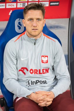 CHORZOW, POLAND - 6 Haziran 2025: dostane eşleşme Polonya - Moldova. Piotr Zielinski.