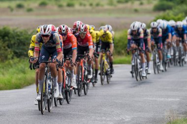 POLAND - 4 AĞUSTOS; 2025: yol bisikleti yarışı 82. Pologne Turu. Birinci aşama Wroclaw - Legnica. Resimdeki peloton..