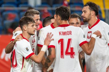 CHORZOW; POLAND - 7 Eylül 2025: FIFA 2026 elemeleri. Futbol maçı Polonya 'ya karşı Finlandiya. Polonya takımı gol üstüne gol attı..