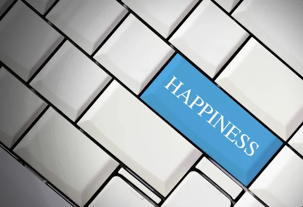 Concepto Felicidad Trabajo Botón Del Teclado Del Ordenador — Foto de Stock