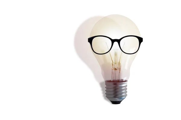 Concept Idée Inspiration Créativité Entreprise Éducation Ampoule Lunettes Sur Fond — Photo
