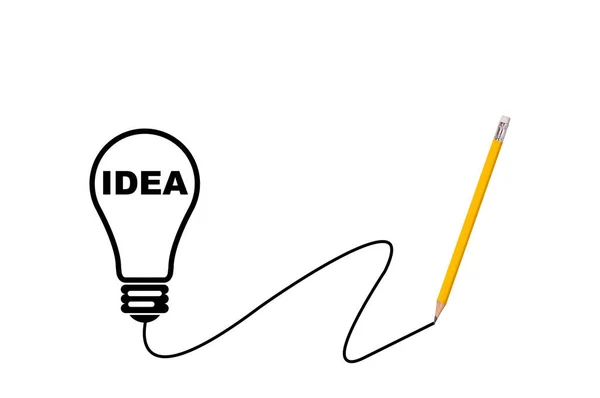 Idee Inspiratie Concept Zakelijke Creativiteit Onderwijs Gloeilamp Potlood Witte Achtergrond — Stockfoto
