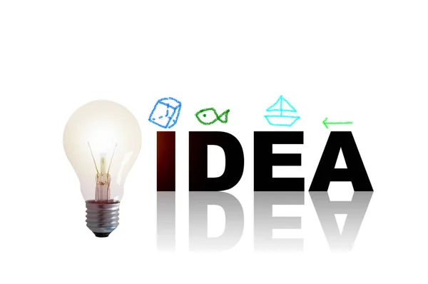 Idee Und Inspiration Konzept Unternehmerische Kreativität Bildung Glühbirne Auf Weißem — Stockfoto