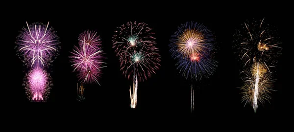 Farbvielfalt Mischt Feuerwerk Oder Feuerwerkskörper Dunklen Hintergrund — Stockfoto
