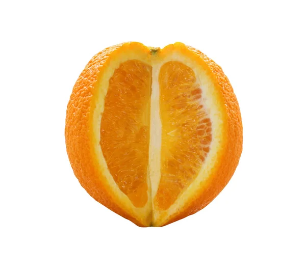 新鲜的橙皮是在白色背景上隔离的部分 有裁剪路径 — 图库照片