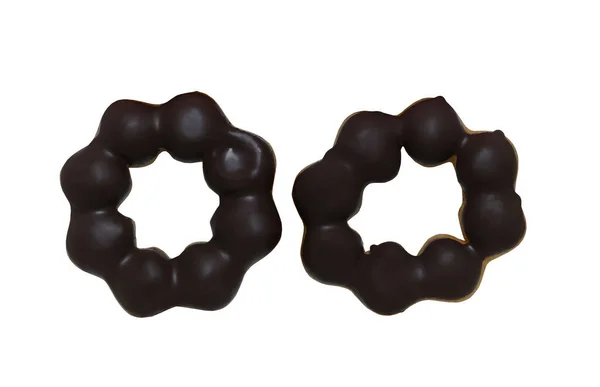 Chocolade Donut Van Ronde Vorm Gemaakt Met Heerlijk Brood Room — Stockfoto